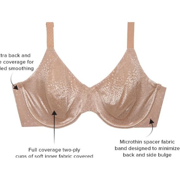 🆕WACOAL Back Appeal Non-padded Underwire Bra 42D Beige #855303 - Picture 6 of 10